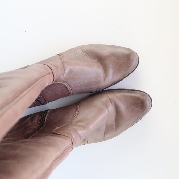 Via Uno With Vibram Sole Brown / Taupe Leather Knee-length Riding Boots - Picture 2 of 10